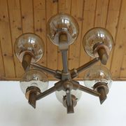 Lustre 6 lumières vintage en bois