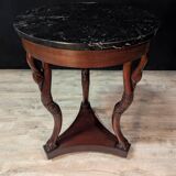 Empire style mahogany tripod pedestal table with swan neck legs