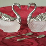Pepper salt swans silver metal glass