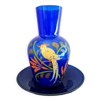 Vase en verre soufflé peint à la main Art nouveau