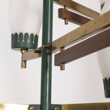 Vintage 50's chandelier in brass, green metal and glass italian design