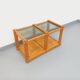 Vintage rectangular coffee table in pine and smoked glass from the 70s and 80s.