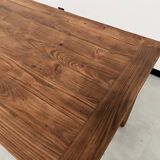 Table de ferme en pin 223 cm, années 70