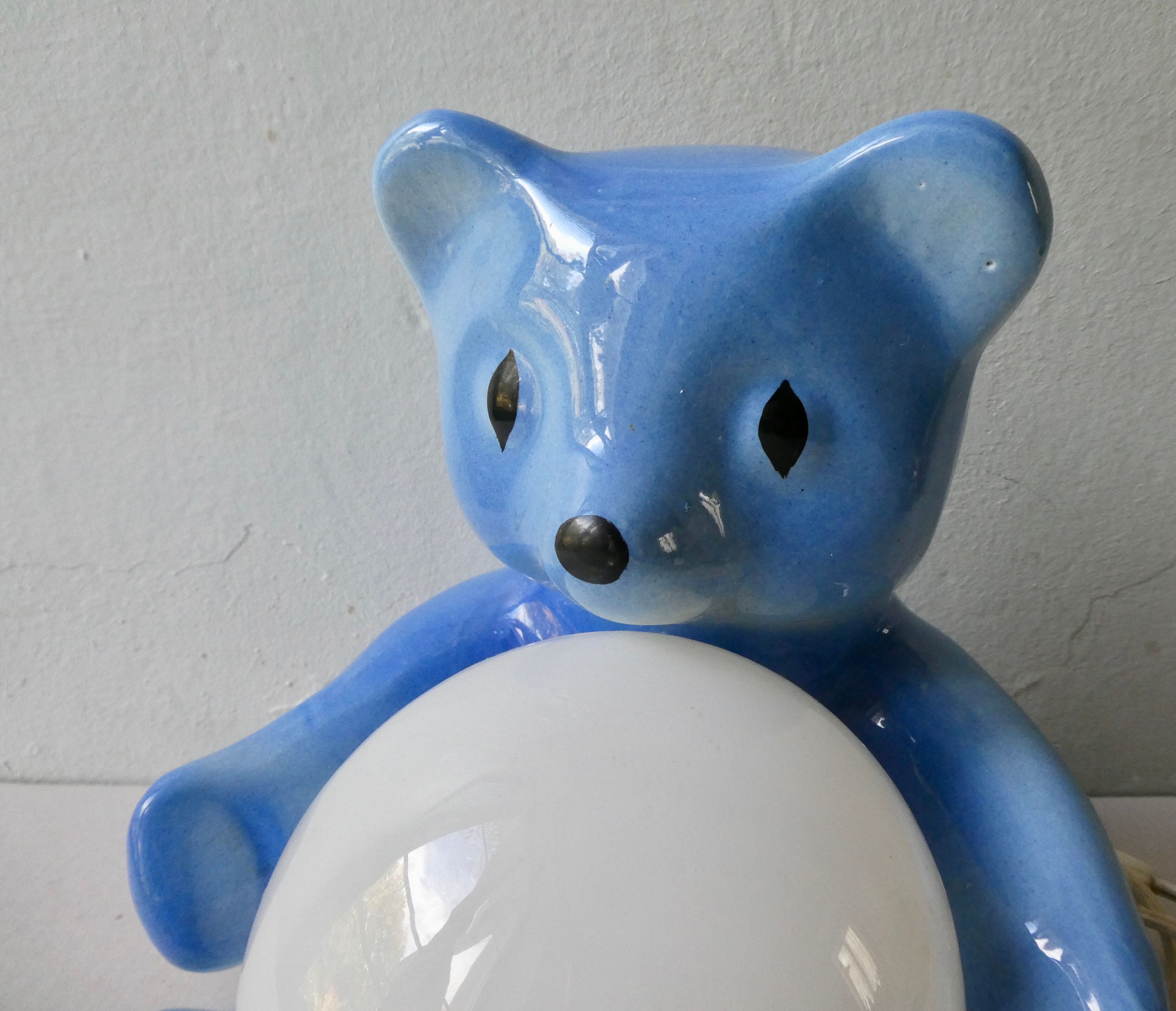 Teddy lamp in ceramic and opaline, 70s