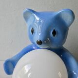 Teddy lamp in ceramic and opaline, 70s
