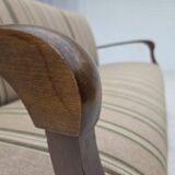 1950s, Danish 2-seater sofa, beige furniture wool fabric, beech wood legs.