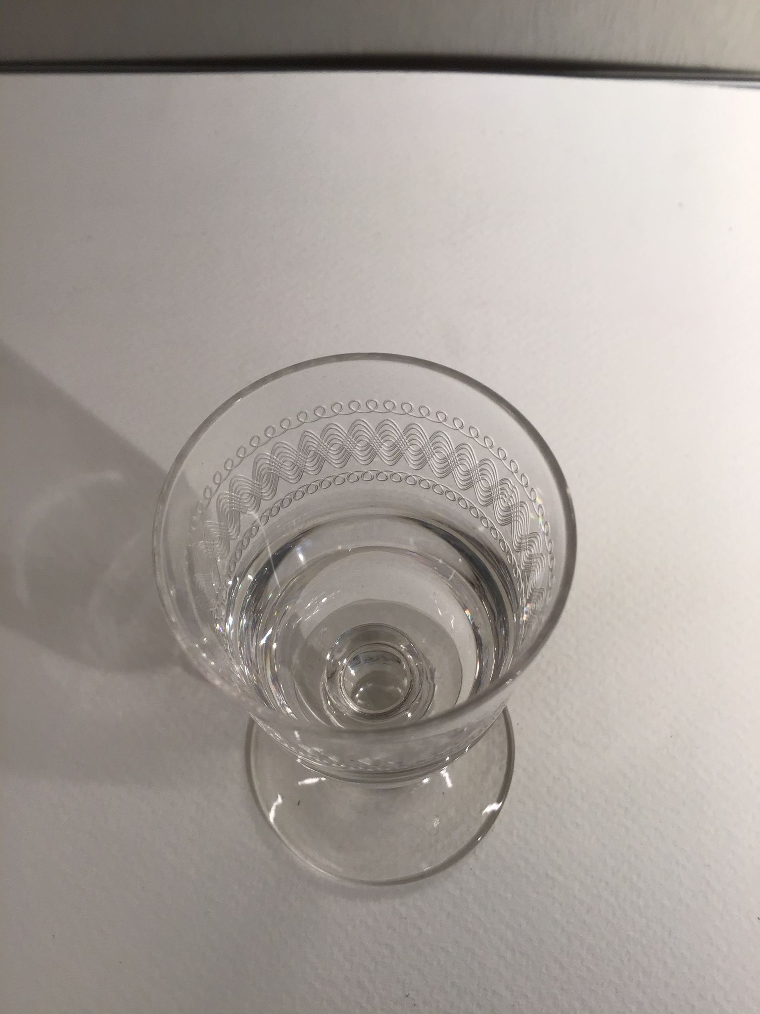 Set of 6 liqueur glasses, engraved, early 20th century