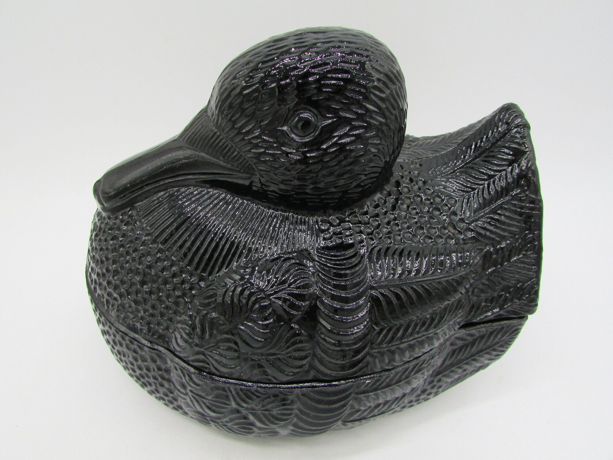 Duck candy box vintage molded glass