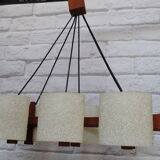Teak and granita chandelier