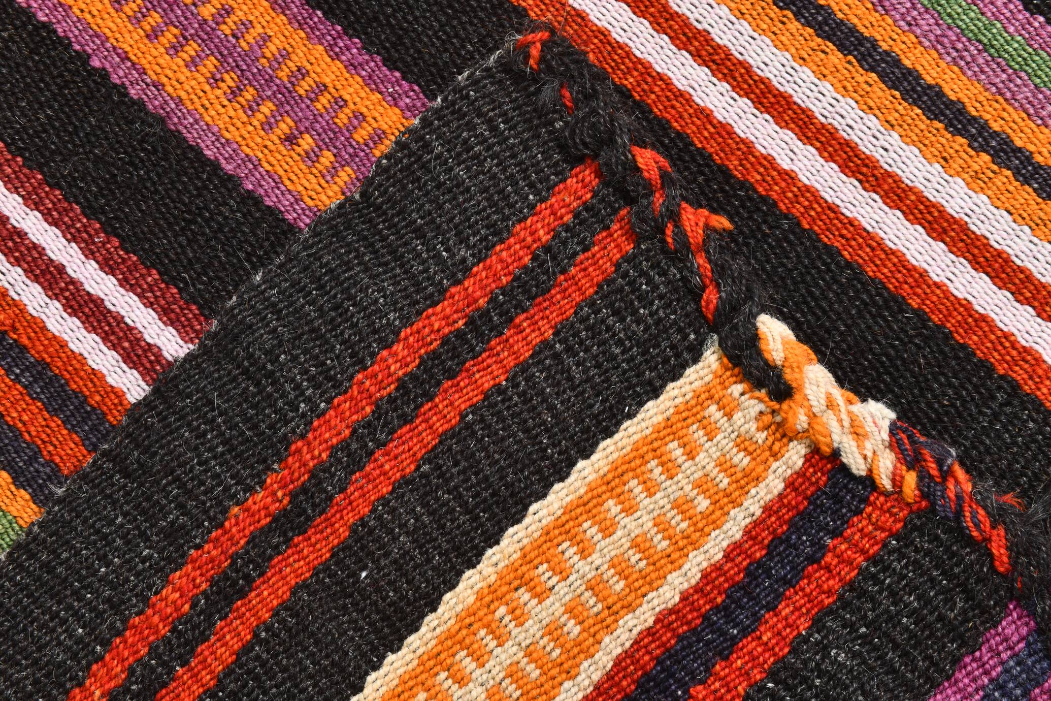 3x10 Striped Pattern Turkish Kilim Runner Rug, 100x299Cm