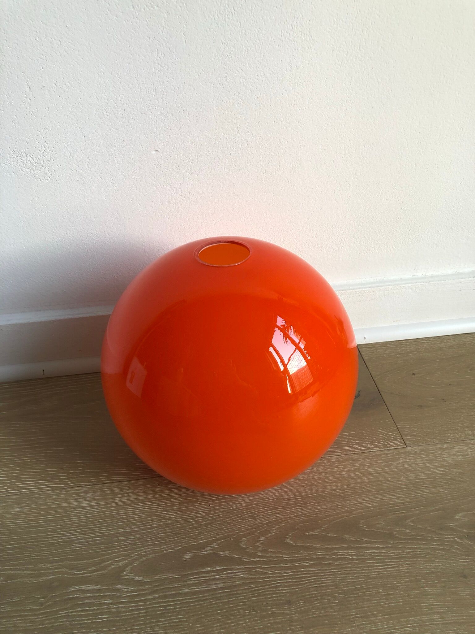 Seventies orange opal globe pendant lamp