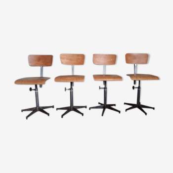 Set of 4 adjustable workshop high chairs