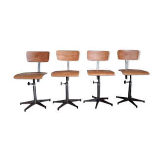 Set of 4 adjustable workshop high chairs