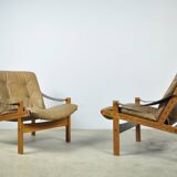 BRUKSBO / vintage Hunter safari easy chairs (2) / Torbjørn Afdal / Norway 1960s
