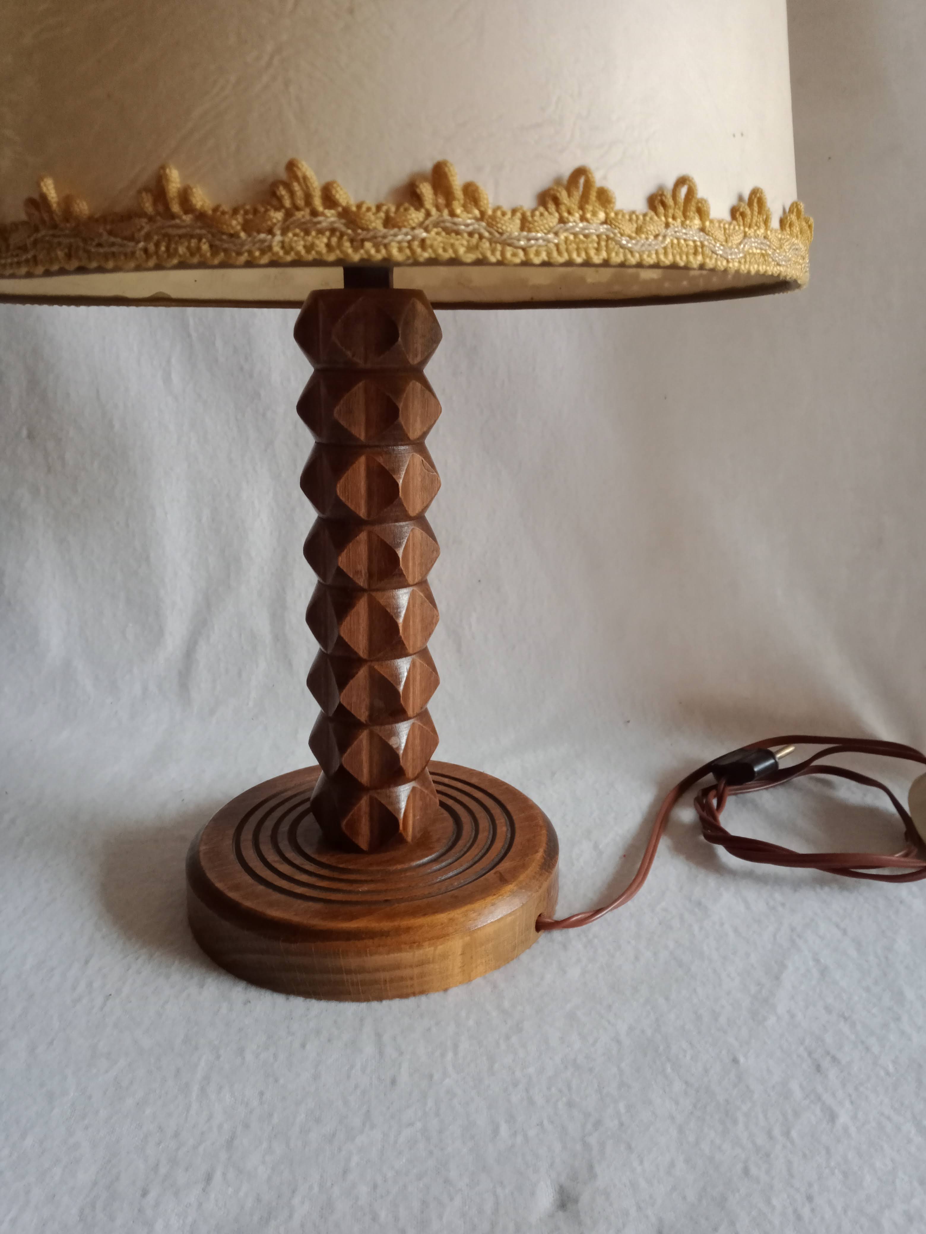 Vintage turned wooden bedside lamps
