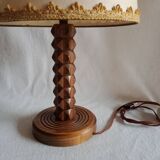 Vintage turned wooden bedside lamps