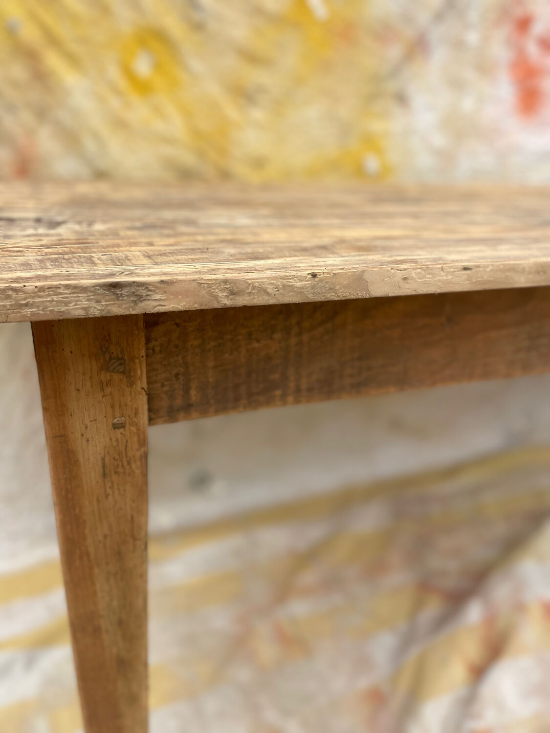 Large antique winemaker's table in solid wood – 230 x 75 x 75 cm