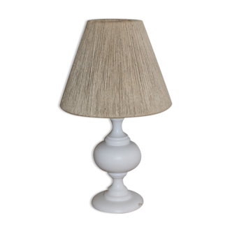 White wood lamp with rope shade