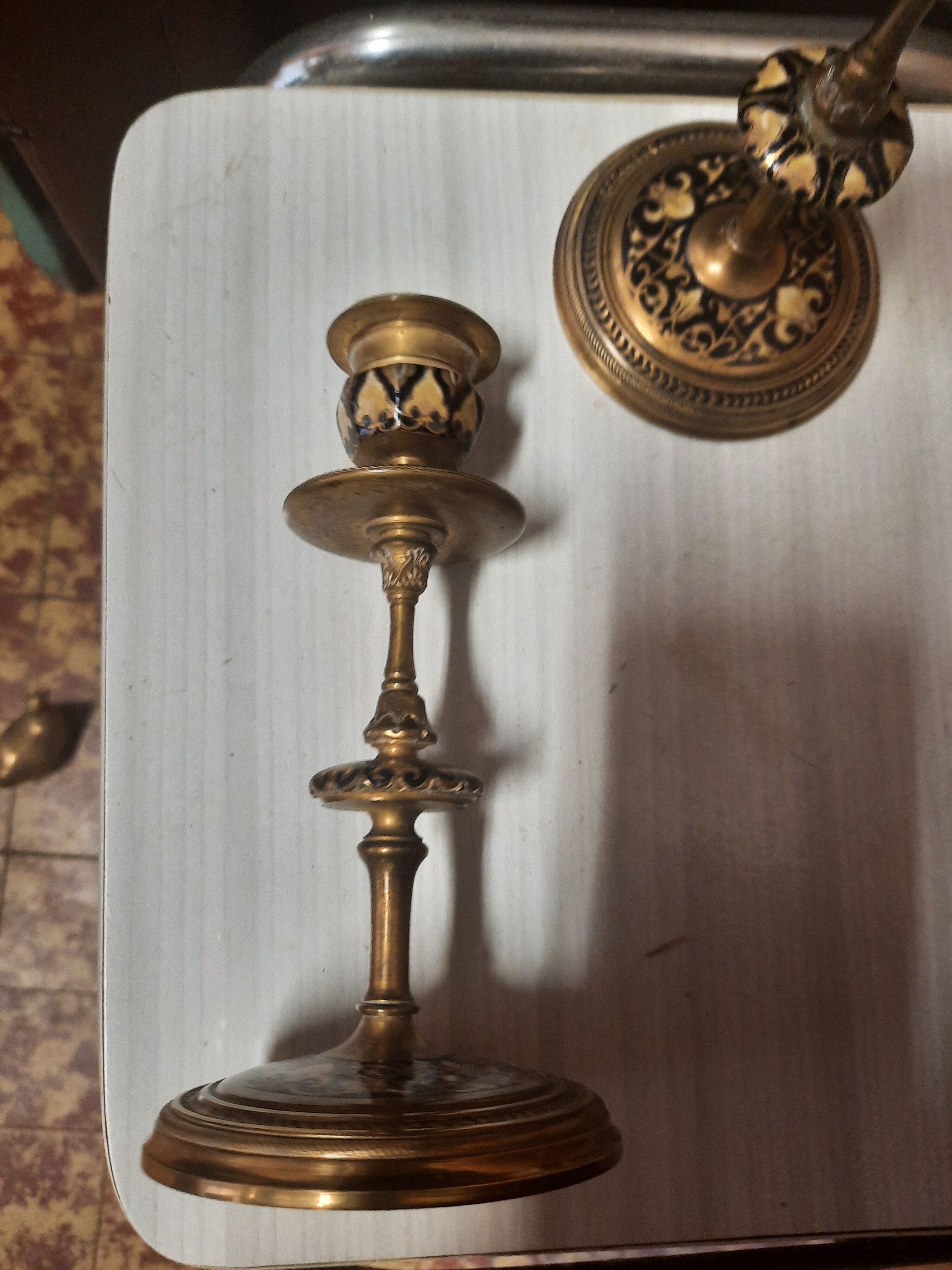 Pair of gilded bronze candlesticks Napoleon III