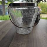 Ice bucket in silver-plated metal and crackled glass