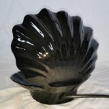 Ceramic shell lamp with opaline pearl, Saint-Jacques, France, 1980