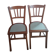 Vintage 70s chairs with wooden frames and blue formica seats.
