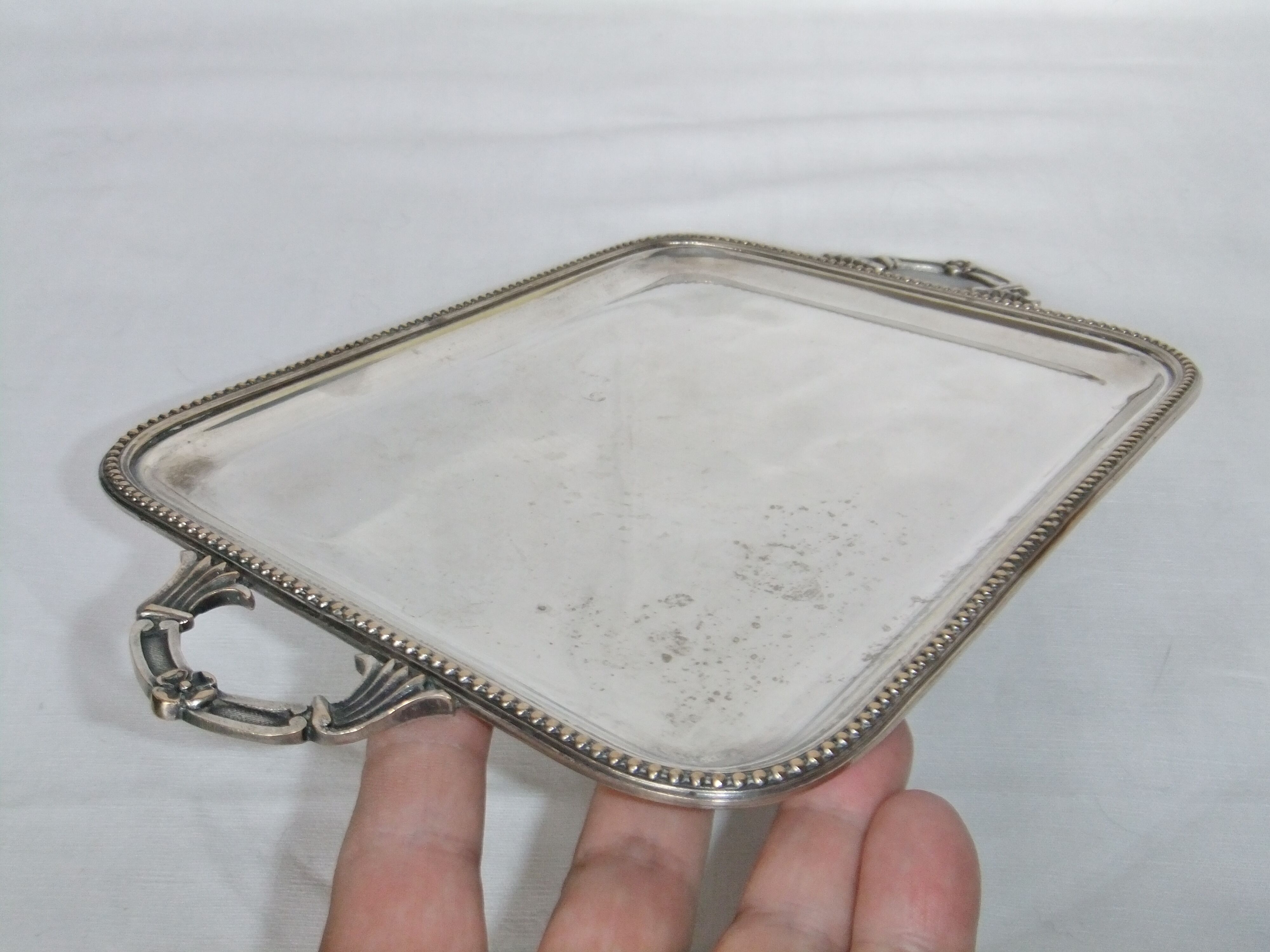 Serving tray with liqueur or other silver metal old art nouveau hallmark