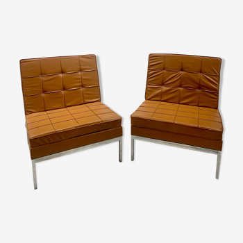 Pair of camel leather drivers by Florence Knoll
