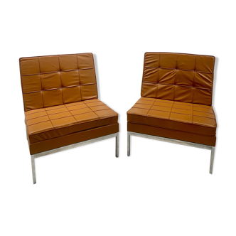 Pair of camel leather drivers by Florence Knoll
