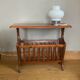 Vintage magazine rack with shelf, Solid cherry wood side table from the 1990s