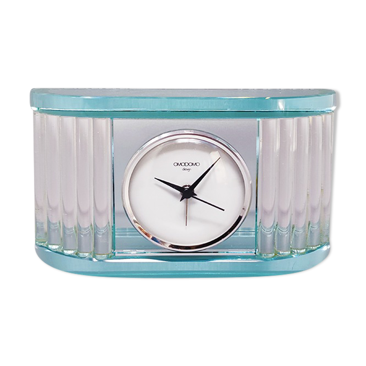 Table Clock by Omodomo in Crystal. Made in Italy1970