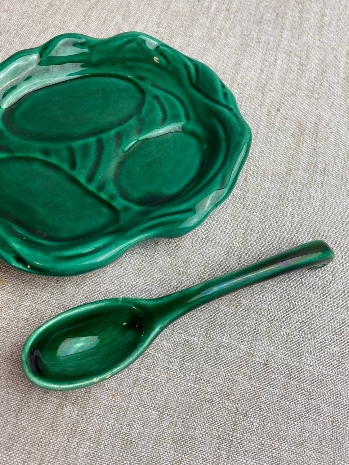 Vallauris ceramic dish and spoon