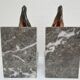Pair of greenhouse books bird Art Deco metal patinated marble