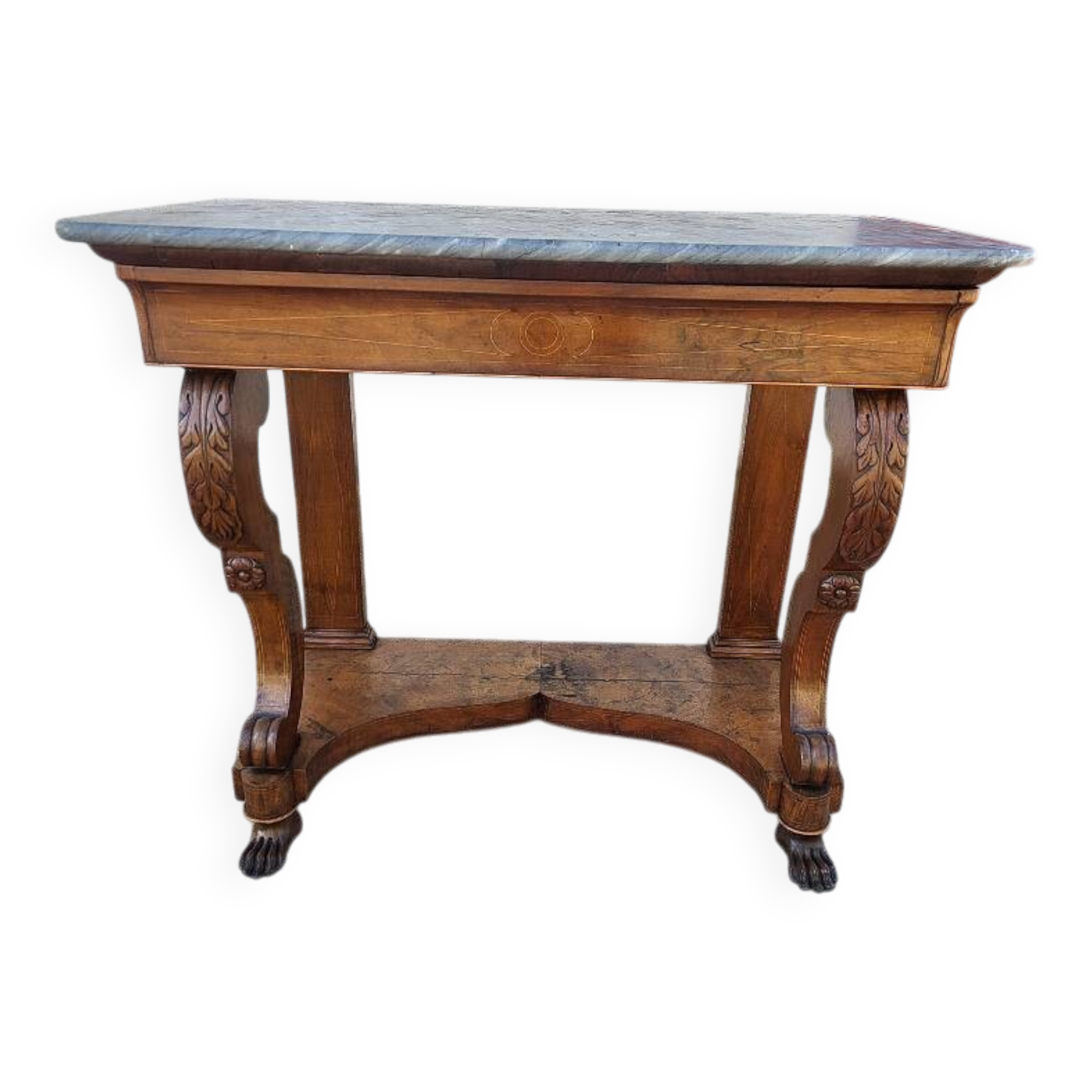 Empire restauration console with marble top in walnut from the 19th century