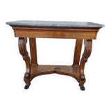 Empire restauration console with marble top in walnut from the 19th century