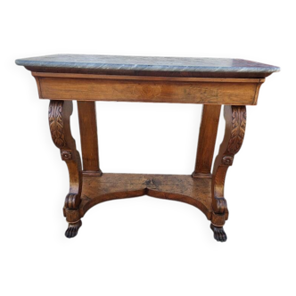 Empire restauration console with marble top in walnut from the 19th century