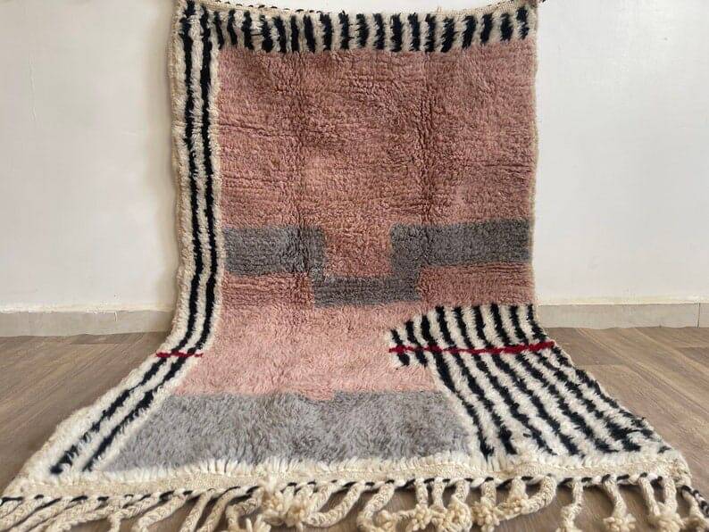 Handmade traditional natural wool rug size 1/2 m