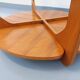 Vintage round coffee table with 2 tops by Hugues Poignant, in teak and glass