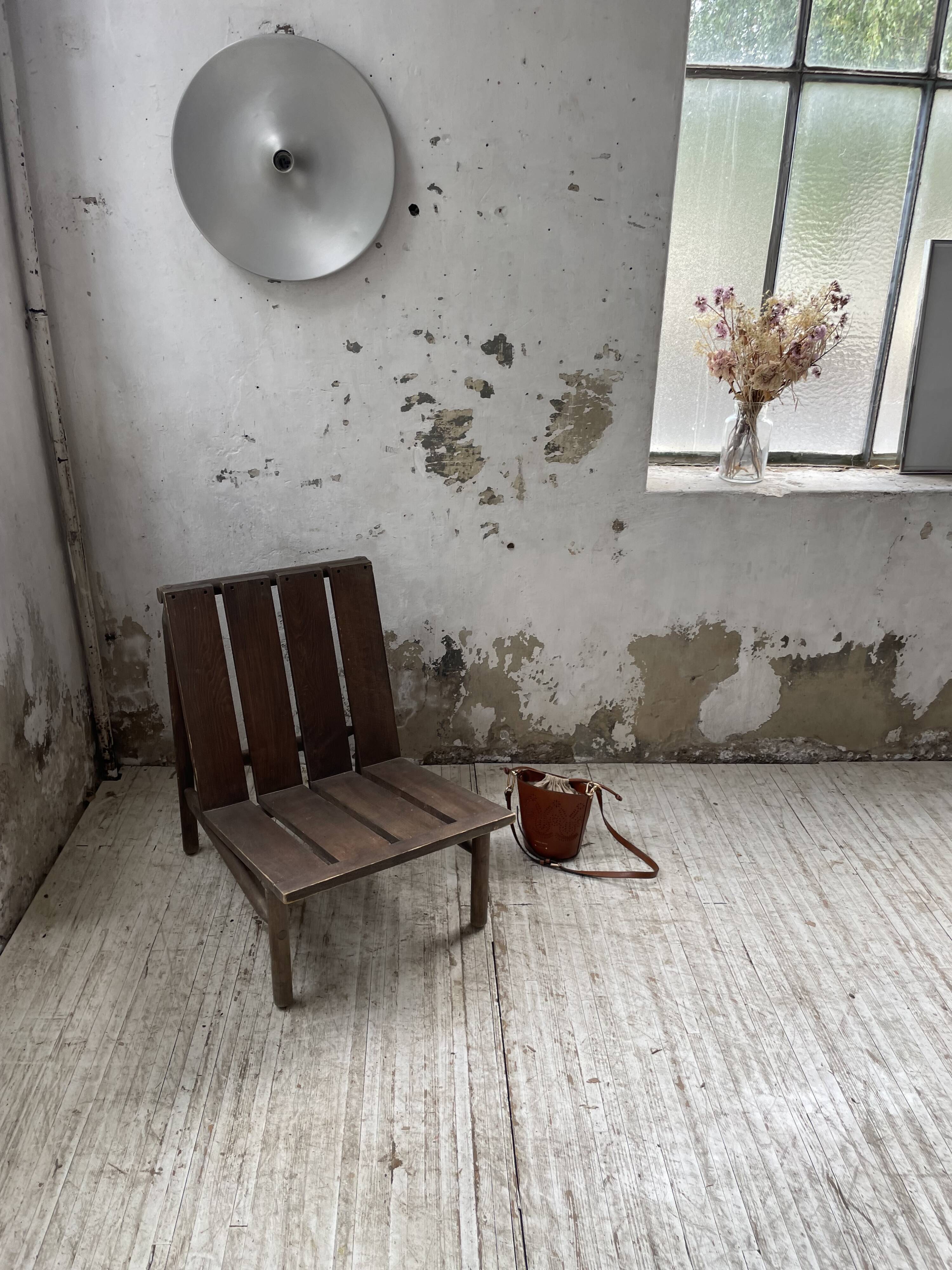 Modernist oak armchair