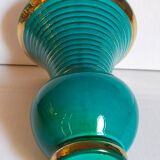 Art-deco vase in green and gold slip