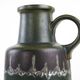 Fat lava ceramic vase with handle, green glaze, West Germany, 1970s