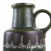 Vase en céramique fat lava avec poignée, glaçure verte, Allemagne de l'Ouest, années 1970