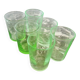 Set of 6 antique glasses in uraline – uranium glass – vintage