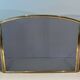 Three-Panel Neoclassical Fire Screen with Wire Mesh and Brass Frame