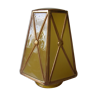 Ancien abat-jour globe plafonnier en forme de lanterne en verre ambre dorure déco rétro