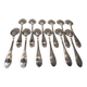 12 silver-plated metal soup spoons, Ercuis silversmith, Mousseline pattern, 22.1cm