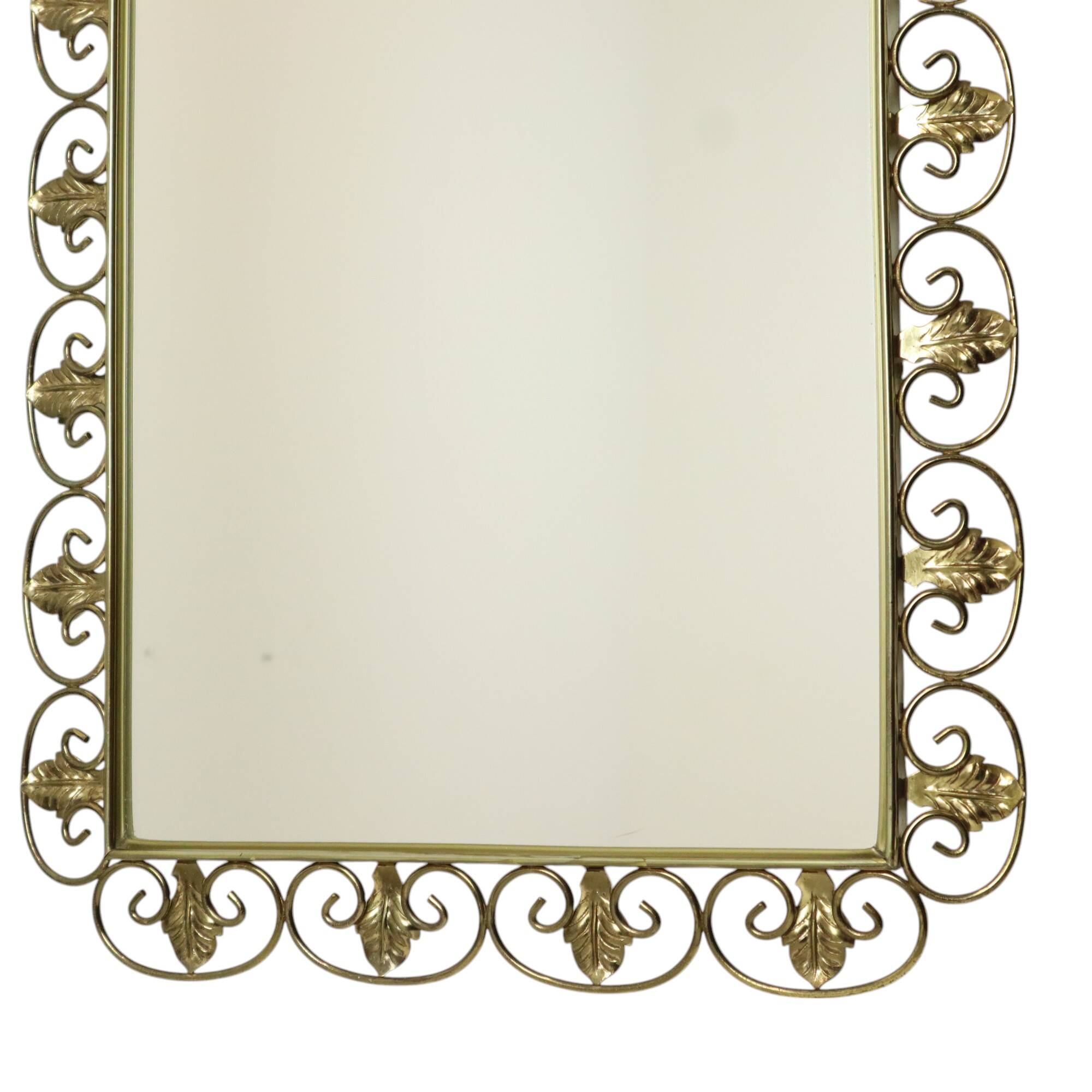 Miroir Deknudt Vintage Doré Métal Cuivré Acanthe