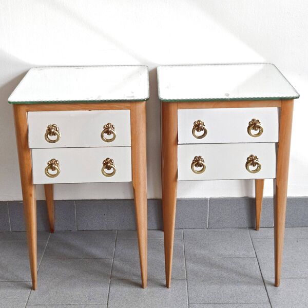 Paire de chevets miroir 1950 vintage