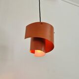 Orange swirl shaped pendant or ceiling lamp by Simon P. Henningsen for Lyfa, Denmark 1960's