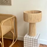 Minimalist raffia bedside table lamp